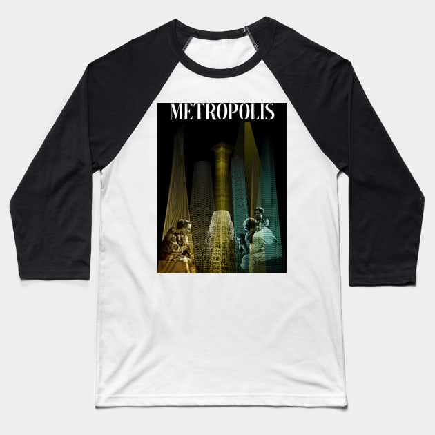 Postmodern City Metropolis Baseball T-Shirt by Raimondi